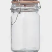 Банка для сыпучих &laquo;Эко&raquo;, 250 мл, 9&times;6.5&times;12 см, с бугельным замком, бамбуковая крышка, стекло, прозрачная