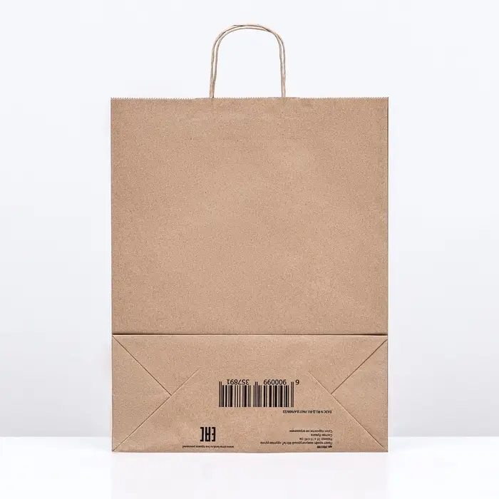 Пакет бумажный крафт 90 г/м&sup2;, круглая ручка 35&times;15&times;45 см