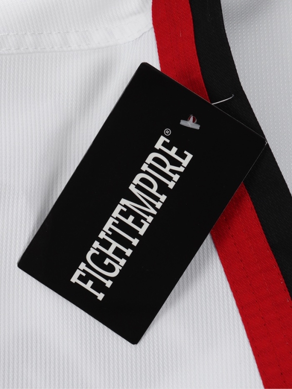 Добок (кимоно) для Тхэквондо, белый, черно-красный ворот, детский, размер 150