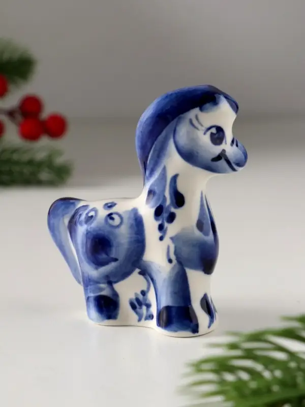 Сувенир Конь с гривой, 8х7,5 см, гжель Сувенир Конь с гривой, 8х7,5 см, гжель