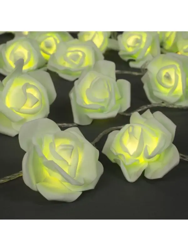 Гирлянда &laquo;Нить&raquo; 5 м с насадками &laquo;Розы зелёные&raquo;, IP20, прозрачная нить, 20 LED, свечение тёплое белое, 220 В