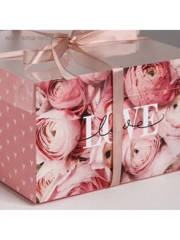 Коробка для капкейков, кондитерская упаковка, 4 ячейки &laquo;LOVE&raquo;, 16 х 16 х 10 см