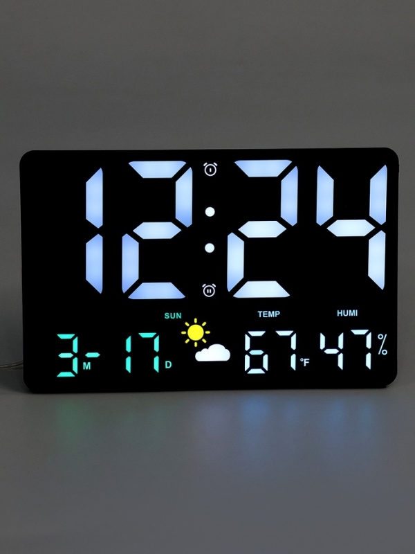 Часы настенные электронные, будильник, календарь, термометр, гигрометр, 15.8 х 3 х 24.8 см   1074710 Часы настенные электронные, будильник, календарь, термометр, гигрометр, 15.8 х 3 х 24.8 см   1074710