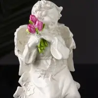 Фигурка гипс &laquo;Ангел с букетиком&raquo;, 15&times;8&times;9 см, перламутр