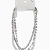 Чокеры &laquo;Стиль&raquo;, набор 3 шт. бусины №8, со стразами, тянется, 35 + удлинитель 5 см, белый в серебре