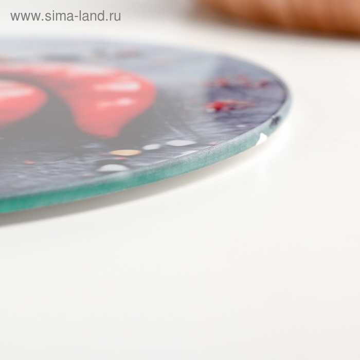 Доска разделочная стеклянная Доляна «Жгучие перцы», d=20 см