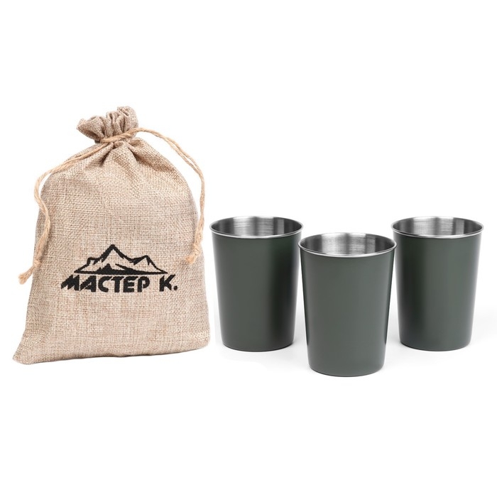 Набор кемпинговых стаканов Набор кемпинговых стаканов "Мастер К.", 320 мл, 3 шт, зелёный