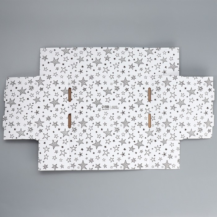 Коробка подарочная сборная с окном, упаковка, «Звезды», белый ,27х10х21 см Коробка подарочная сборная с окном, упаковка, «Звезды», белый ,27х10х21 см