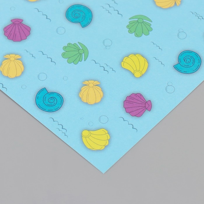 Бумага для скрапбукинга Бумага для скрапбукинга "Морские ракушки" плотность 180 гр набор 10 шт 15,5х17 см