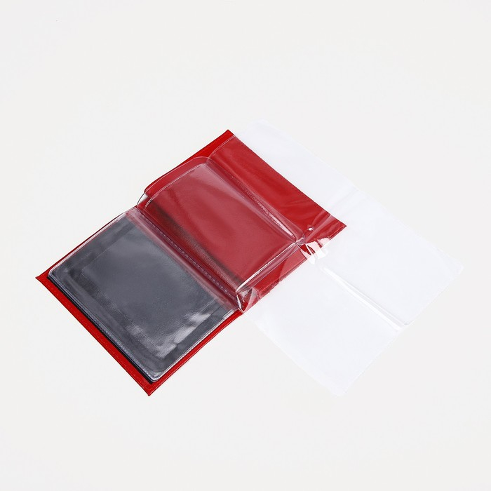 Обложка для автодокументов, отдел для паспорта, цвет красный