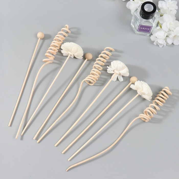 Палочки для аромадиффузора из ротанга Палочки для аромадиффузора из ротанга "Белые цветы" набор 9 шт