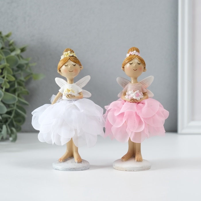 Сувенир полистоун  Сувенир полистоун "Девочка фея в цветочном платье с букетом" МИКС 8х8х13,5 см