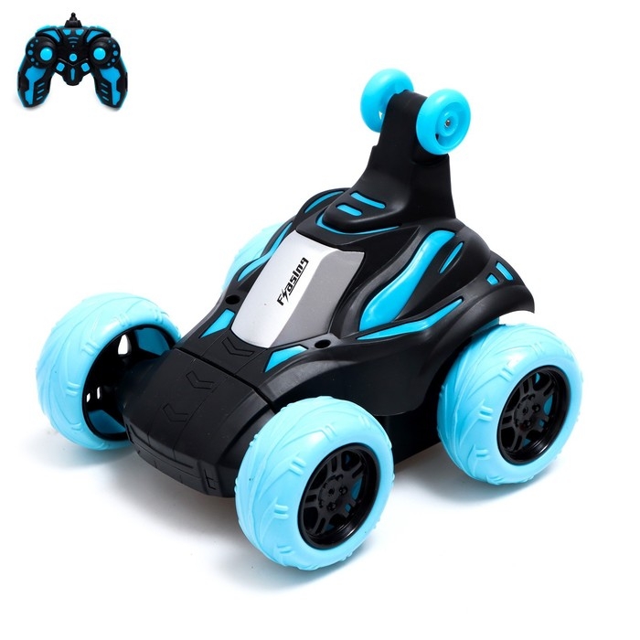 Машина-перевёртыш радиоуправляемая «Трюкач», свет, работает от аккумулятора, цвет синий Машина-перевёртыш радиоуправляемая «Трюкач», свет, работает от аккумулятора, цвет синий