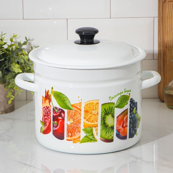 Кастрюля эмалированная цилиндрическая, 7 л, деколь МИКС Кастрюля эмалированная цилиндрическая, 7 л, деколь МИКС