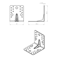 Уголок крепёжный усиленный 105 х 105 х 90 х 2 мм, оцинкованный