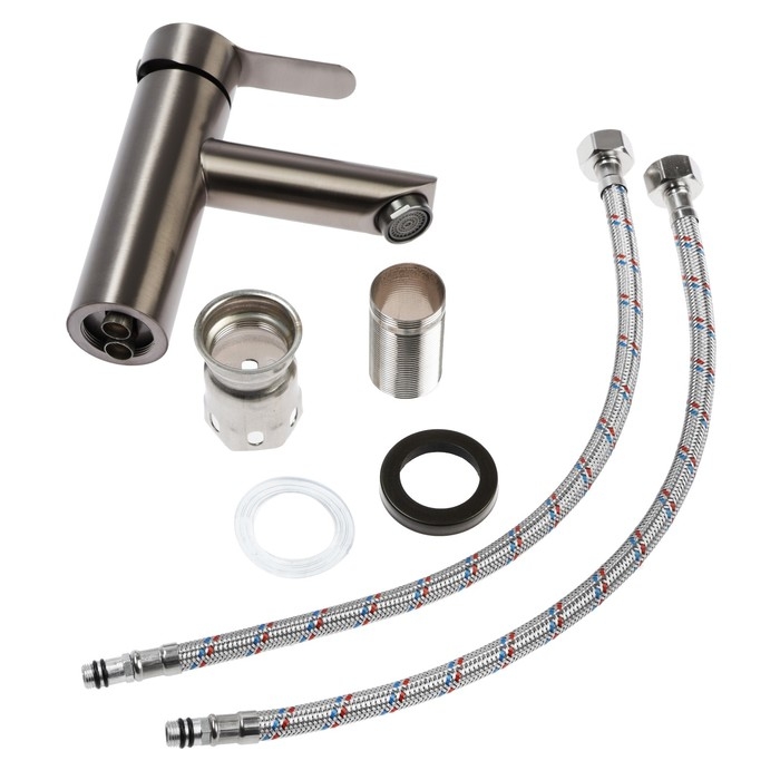 Смеситель для раковины ZEIN Z3759, однорычажный, высота излива 9 см, графит Смеситель для раковины ZEIN Z3759, однорычажный, высота излива 9 см, графит