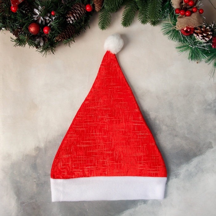 Колпак новогодний  Колпак новогодний "Праздничные штрихи" 28х37 см, красный