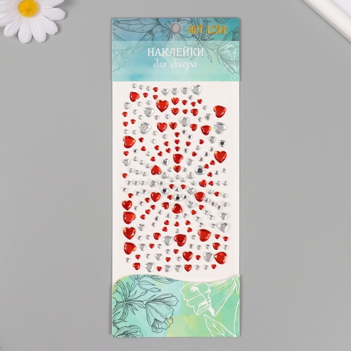 Декор для творчества пластик Декор для творчества пластик "Стразы. Сердечки" 25,2х9,6х0,5 см