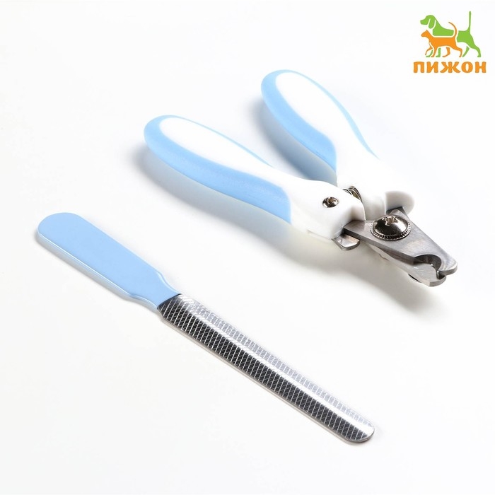 Набор для когтей Набор для когтей "Гармония": когтерез боковой (отверстие 8 мм) и пилка для когтей, голубой