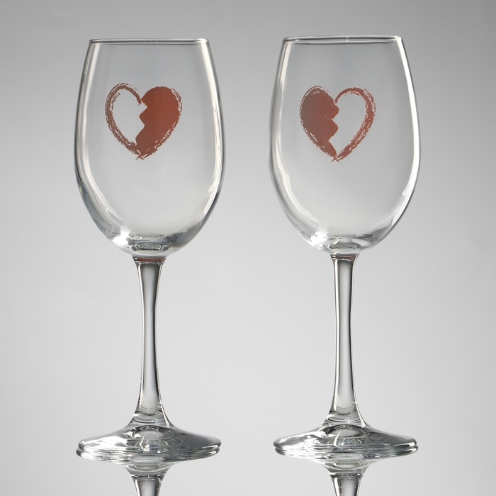 Бокалы для вина парные «Сердце», 360 мл. Бокалы для вина парные «Сердце», 360 мл.