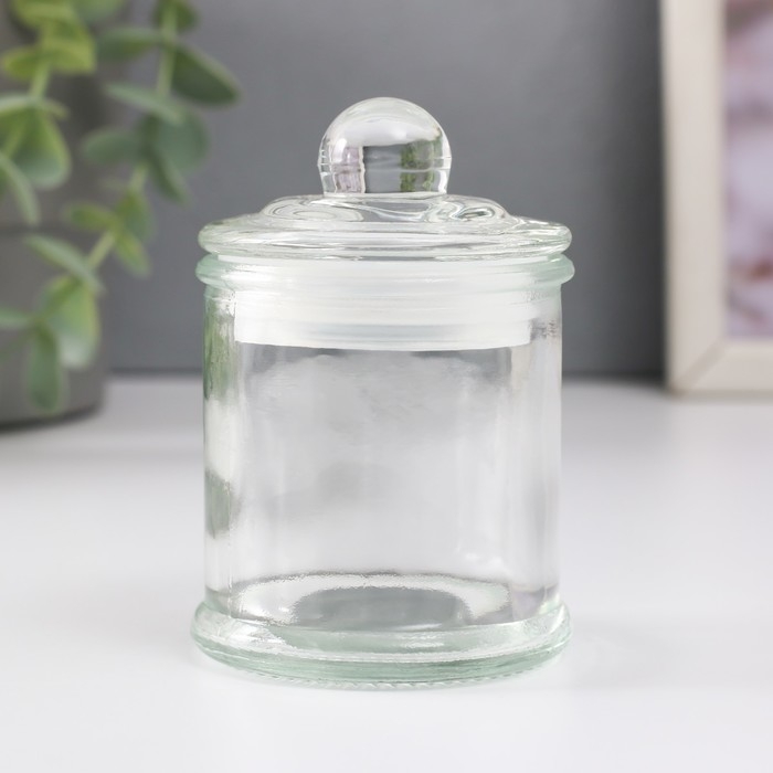 Банка для свечей стекло с крышкой фигурной Банка для свечей стекло с крышкой фигурной "Цилиндр" прозрачная 100 мл 6,6х6,6х8,7 см