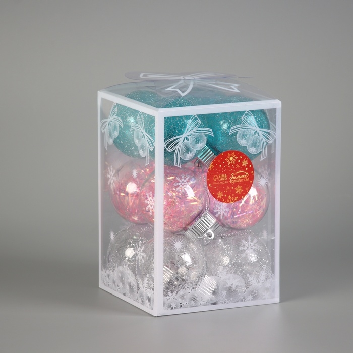 Набор шаров пластик d-6 см, 12 шт Набор шаров пластик d-6 см, 12 шт "Калейдоскоп" каприз, микс