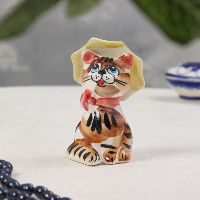 Сувенир «Кот с зонтом», гжель, цвет, 10х5 см Сувенир «Кот с зонтом», гжель, цвет, 10х5 см