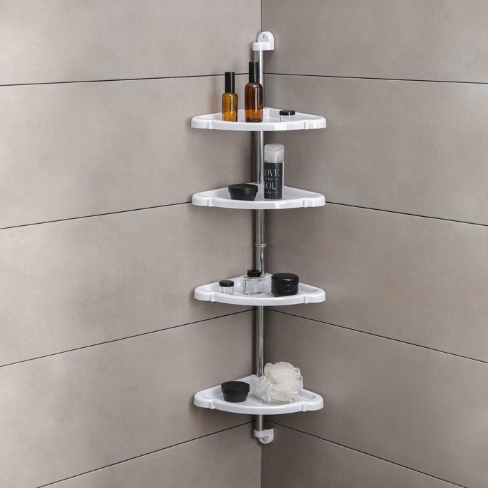 Полка угловая 4-х ярусная «Элансия», 24×24×98,2 см, цвет белый Полка угловая 4-х ярусная «Элансия», 24×24×98,2 см, цвет белый