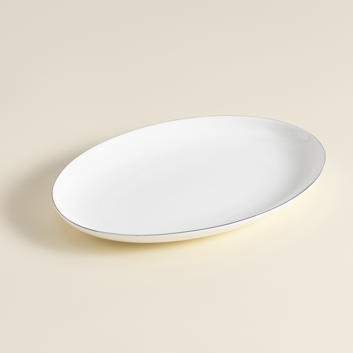 Тарелка для подачи SL Home «Каскарон», 25,4×18,5×2,5 см, овальная, костяной фарфор, белая