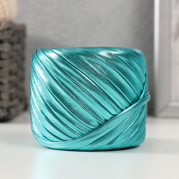 Трикотажная пряжа металлик "Дискотека" 100г (Бирюза)