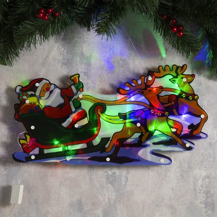 Светодиодная фигура «Дед Мороз в санях» 45 × 24 см, пластик, 220 В, свечение мульти (RG/RB) Светодиодная фигура «Дед Мороз в санях» 45 × 24 см, пластик, 220 В, свечение мульти (RG/RB)