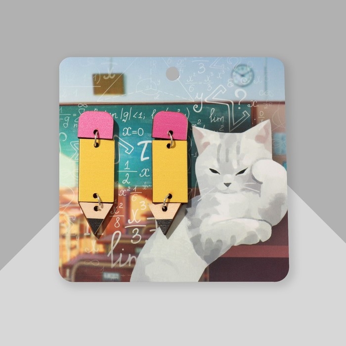 Серьги «Школа» карандаши, цветные в серебре Серьги «Школа» карандаши, цветные в серебре