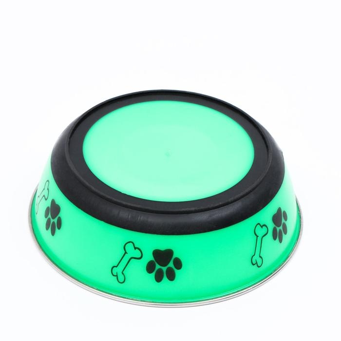 Миска округлая с нескользящим основанием и принтом, 450 мл, зелёная Миска округлая с нескользящим основанием и принтом, 450 мл, зелёная