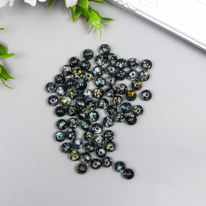 Бусины для творчества пластик Бусины для творчества пластик "Мраморные. Чёрный" d=0,8 см набор 20 гр