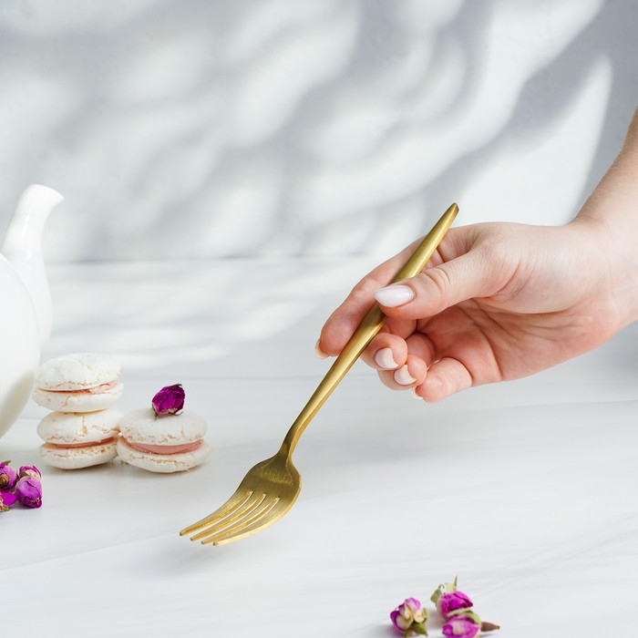 Вилка столовая из нержавеющей стали Magistro «Блинк», 21,5×3 см, цвет золотой Вилка столовая из нержавеющей стали Magistro «Блинк», 21,5×3 см, цвет золотой