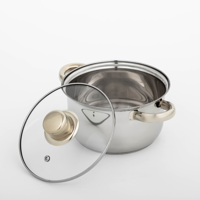 Кастрюля из нержавеющей стали с крышкой Доляна «Роскошь», 1,5 л, d=17 см Кастрюля из нержавеющей стали с крышкой Доляна «Роскошь», 1,5 л, d=17 см