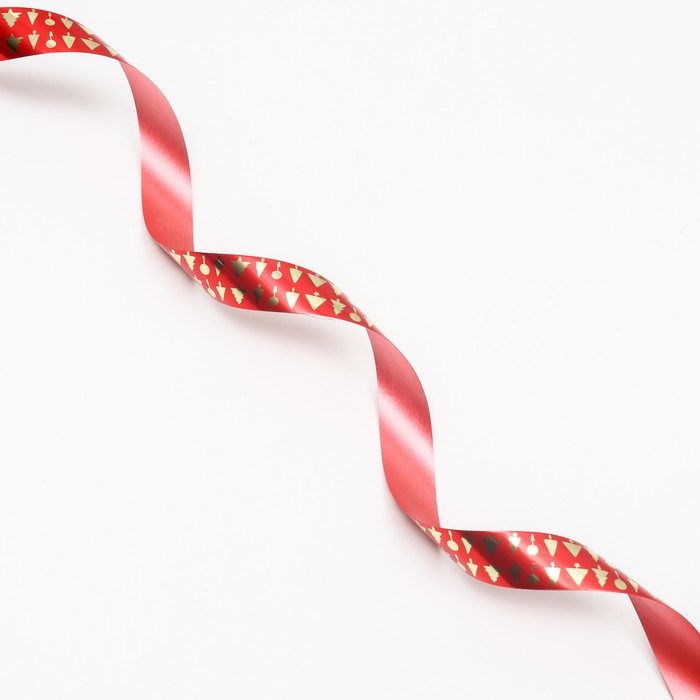 Новый год. Лента для декора и подарков, ёлки, 2 см х 45 м Новый год. Лента для декора и подарков, ёлки, 2 см х 45 м