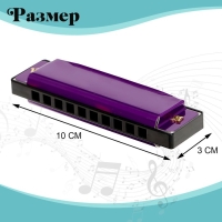 Губная гармошка «Гармоника», с металлическим корпусом и футляром, цвета МИКС