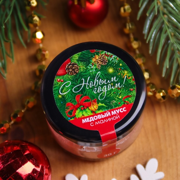 Новый год. Медовый мусс  Новый год. Медовый мусс "Счастливого Нового года", с малиной, 30 г