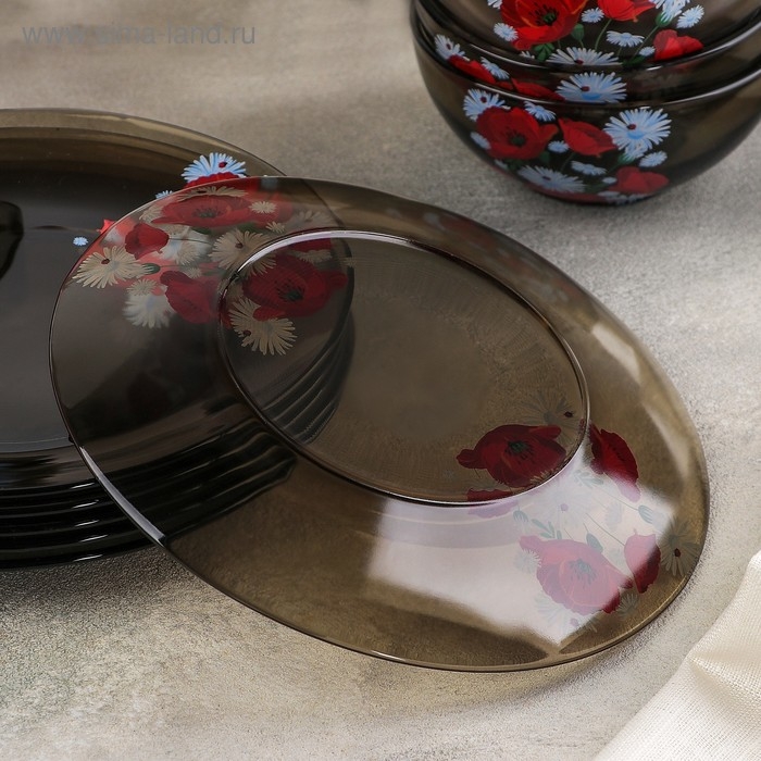 Набор столовый «Маки», 24 предмета, цвет коричневый Набор столовый «Маки», 24 предмета, цвет коричневый