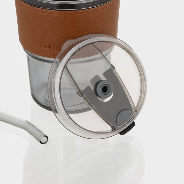 Стакан стеклянный с крышкой и трубочкой «Вида», 350 мл, цвет МИКС Стакан стеклянный с крышкой и трубочкой «Вида», 350 мл, цвет МИКС