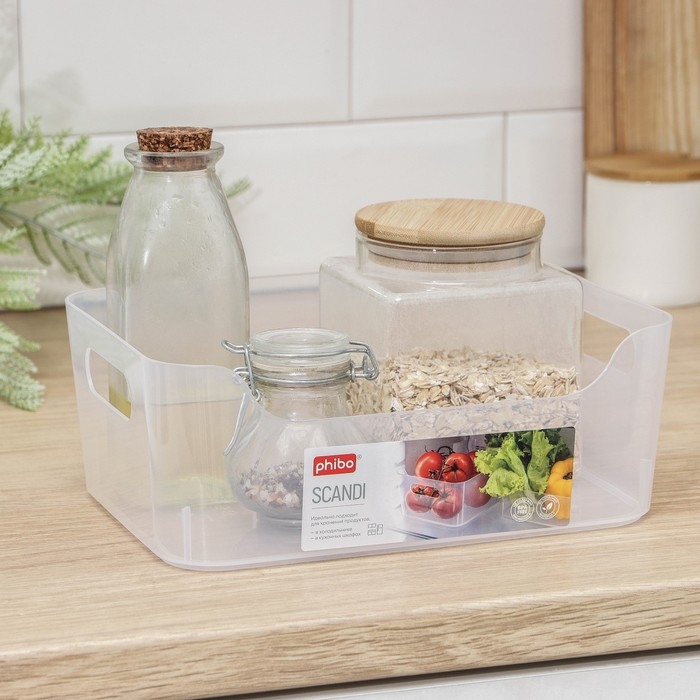 Корзина для хранения Scandi, 3,1 л, 24×17×9 см, цвет прозрачный Корзина для хранения Scandi, 3,1 л, 24×17×9 см, цвет прозрачный