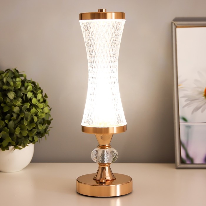 Настольная лампа сенсорная Настольная лампа сенсорная "Билди" LED 3Вт 3000-6000К USB АКБ диммер золото 9,5х9,5х29,5 см 102220