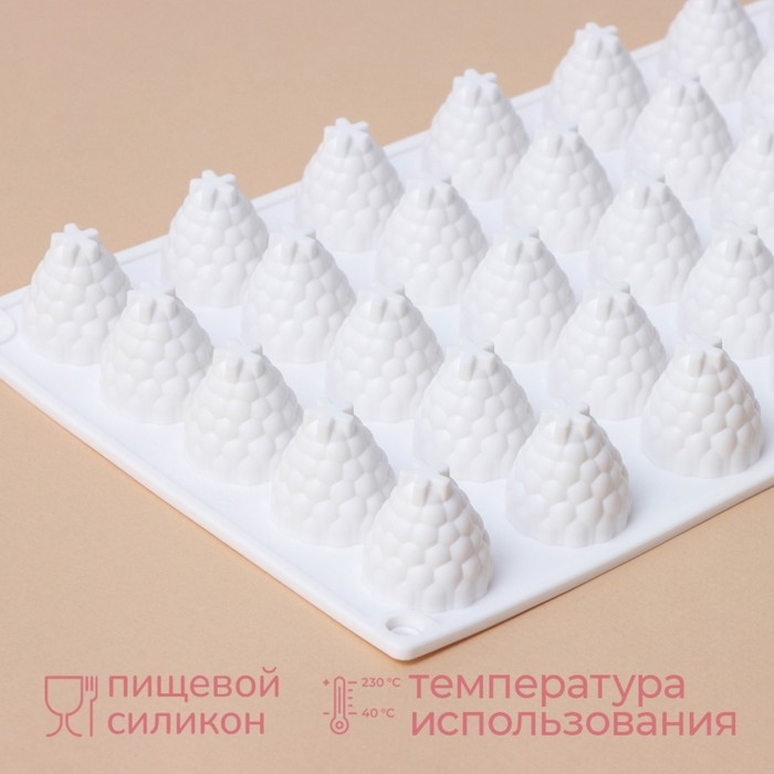 Форма для муссовых десертов и выпечки KONFINETTA «Ежевика», силикон, 29×16×2,5 см, 35 ячеек (2,8×2,5 см), цвет белый Форма для муссовых десертов и выпечки KONFINETTA «Ежевика», силикон, 29×16×2,5 см, 35 ячеек (2,8×2,5 см), цвет белый