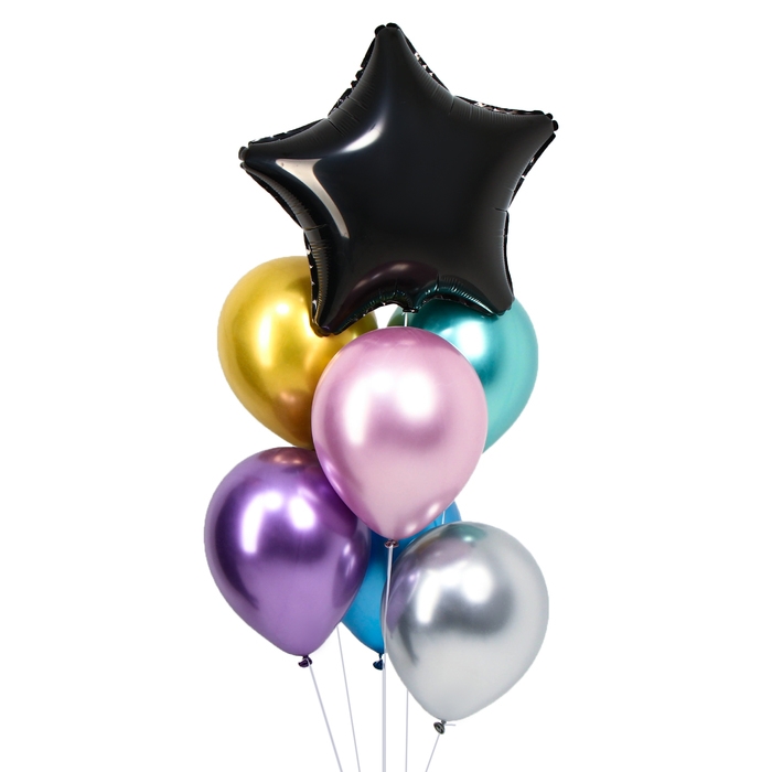 Букет из воздушных шаров «Звезда» МИКС хром, набор 7 шт. Букет из воздушных шаров «Звезда» МИКС хром, набор 7 шт.