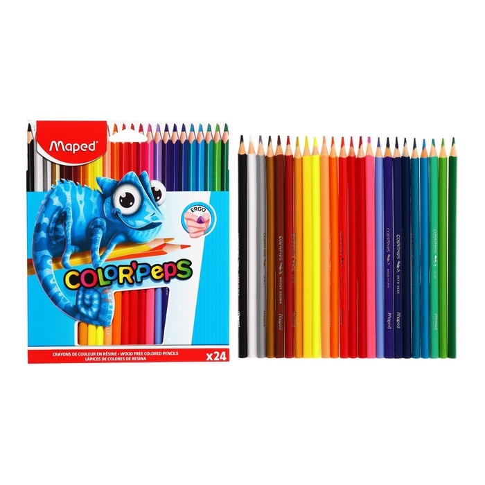Карандаши пластиковые 24 цвета Maped PULSE, в картонной коробке, европодвес Карандаши пластиковые 24 цвета Maped PULSE, в картонной коробке, европодвес