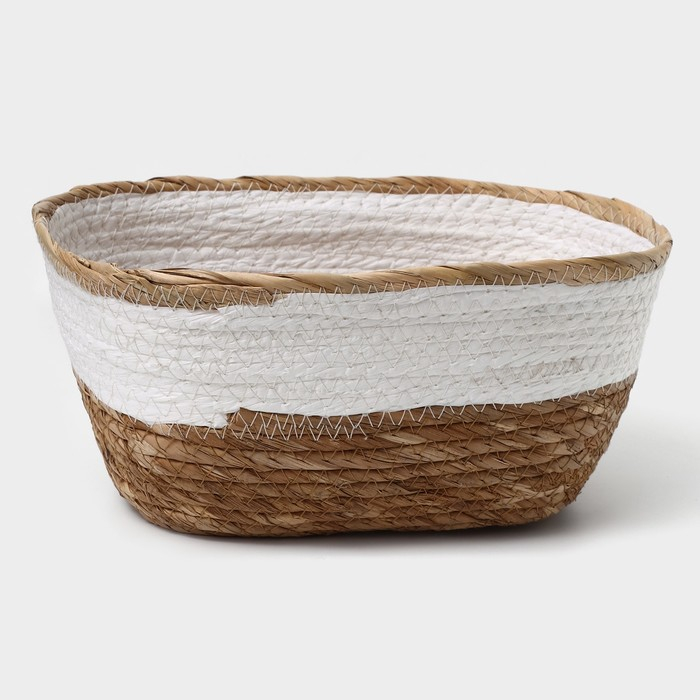 Корзина для хранения плетёная ручной работы LaDо́m «Лео», 28×17,5×11,5 см, цвет белый Корзина для хранения плетёная ручной работы LaDо́m «Лео», 28×17,5×11,5 см, цвет белый