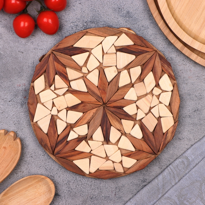 Подставка под горячее Подставка под горячее "Мозаика", 20 см, микс дерева, можжевельник