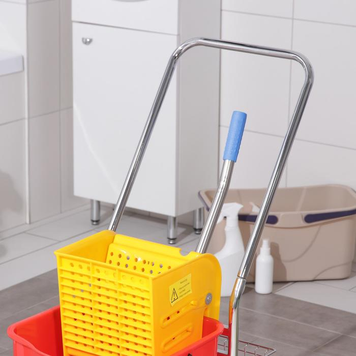 Тележка уборочная одноведерная, с отжимом, 23 л, хромированная рама