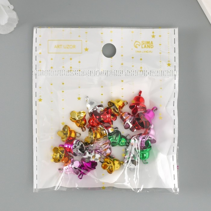 Набор декора для творчества металл Набор декора для творчества металл "Колокольчики-мини яркие" d=0,8 см набор 25 шт